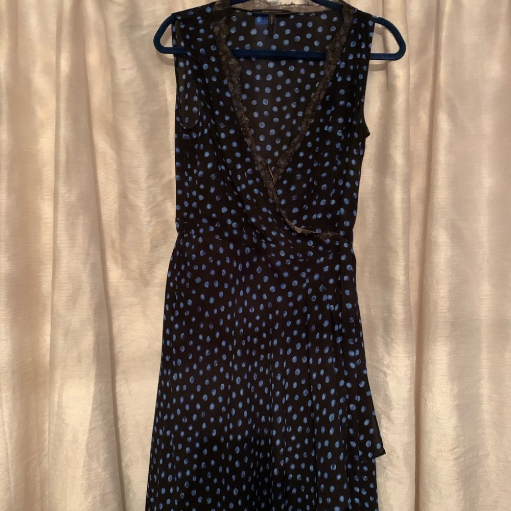 Bcbg Max Azria polka dot wrap dress with lace S